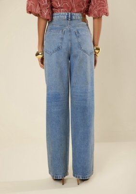 Calça Morena Rosa Wide Alta - Azul