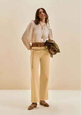 Calça Morena Rosa Wide Alta Amarelo