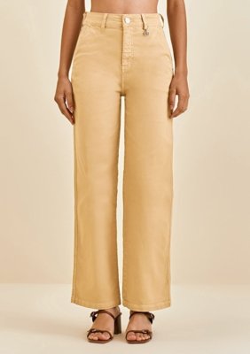 Calça Morena Rosa Wide Alta Amarelo