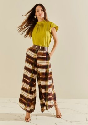 Calça Morena Rosa Wide Alta Bordô