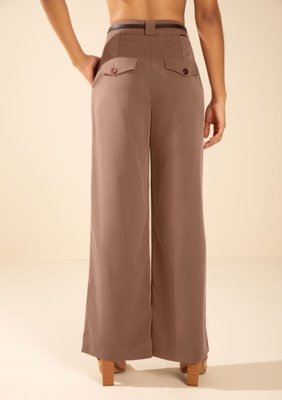 Calça Morena Rosa Wide Alta Marrom