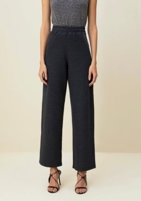 Calça Morena Rosa Wide Cós Alto Bolso Faca Azul Azul Marinho