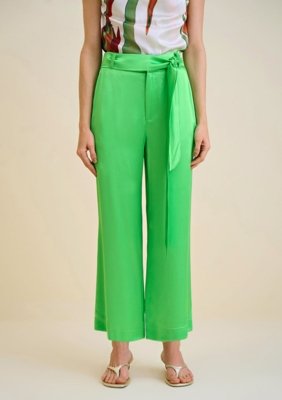 Calça Morena Rosa Wide Cós Alto Com Bolso Verde