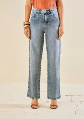 Calça Morena Rosa Wide Média - Azul