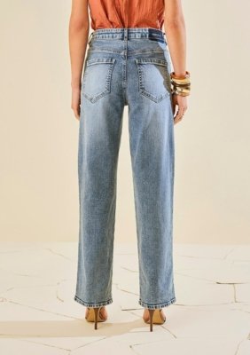 Calça Morena Rosa Wide Média - Azul