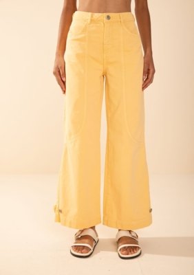 Calça Morena Rosa Wide Média Amarelo