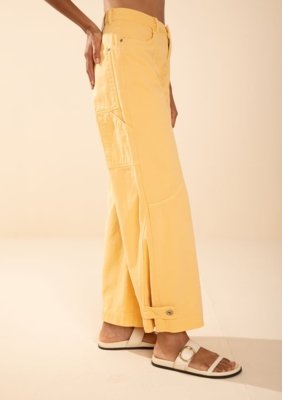 Calça Morena Rosa Wide Média Amarelo