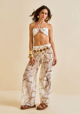 Calça Morena Rosa Wide Média Off Off-white