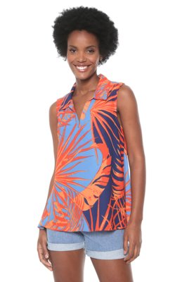 Camisa Morena Rosa Amarração Laranja/Azul Camisa Morena Rosa Amarração Laranja/Azul