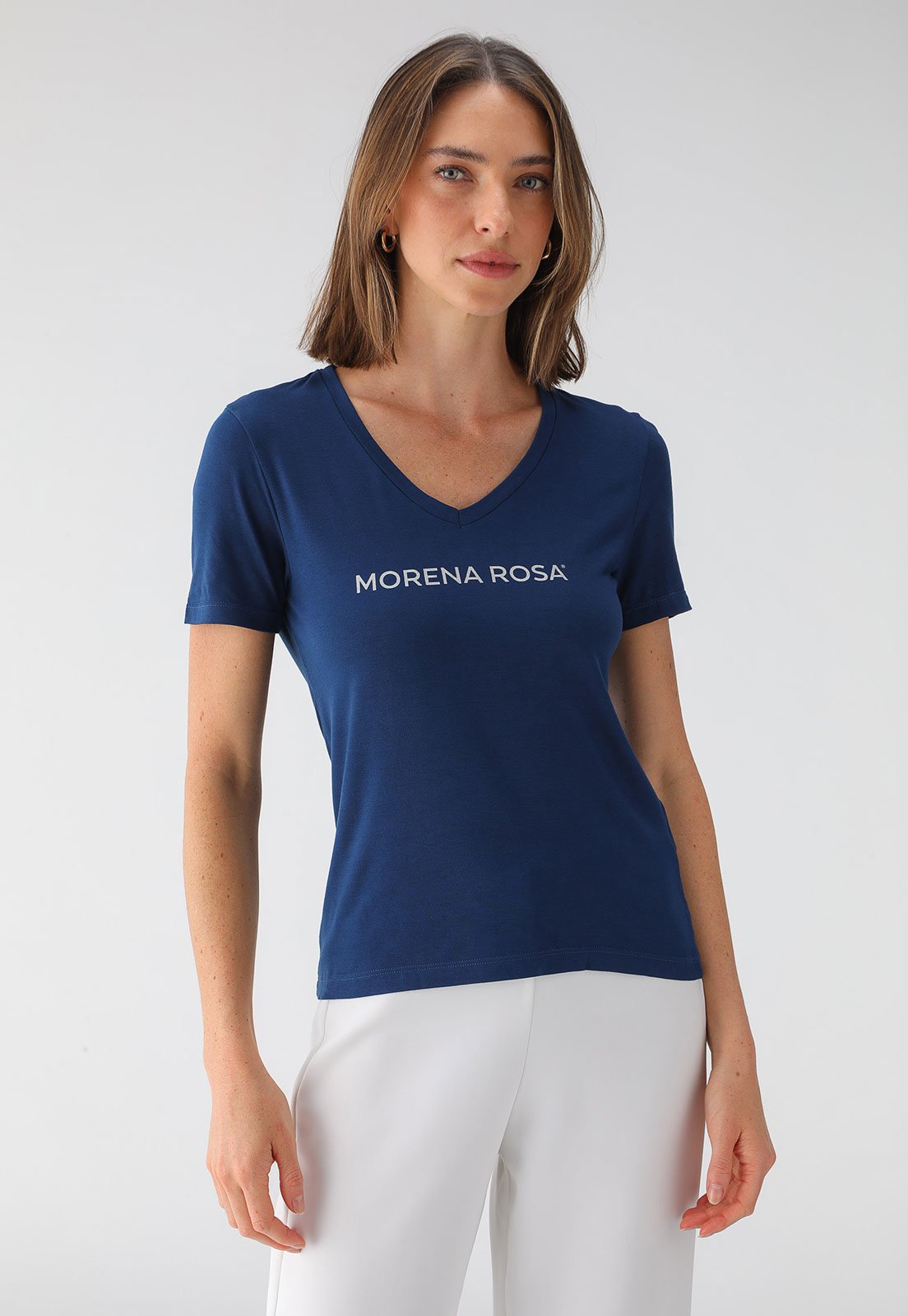 Camiseta Morena Rosa Reta Logo Azul - Compre Agora | Dafiti Brasil