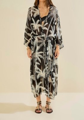 Kaftan Morena Rosa Longa Palmare Preto