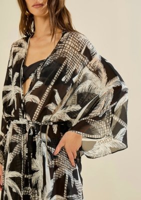Kaftan Morena Rosa Longa Palmare Preto