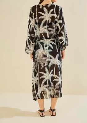Kaftan Morena Rosa Longa Palmare Preto