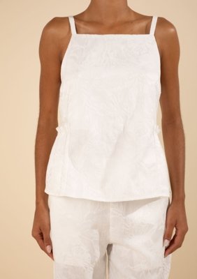 Regata Morena Rosa Ajustada Decote Careca Padrão Off-white