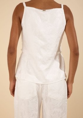 Regata Morena Rosa Ajustada Decote Careca Padrão Off-white