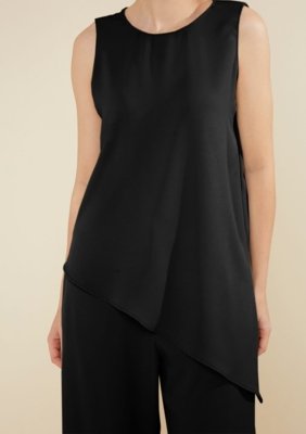 Regata Morena Rosa Solta Decote Careca Alongada - Preto
