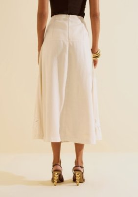 Saia Longa Evasê Florada - Off-white