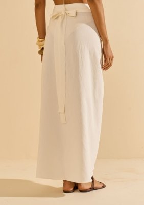 Saia Morena Rosa Evasê Alta Midi Off Off-white