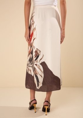 Saia Morena Rosa Evasê Alta Midi Off-white
