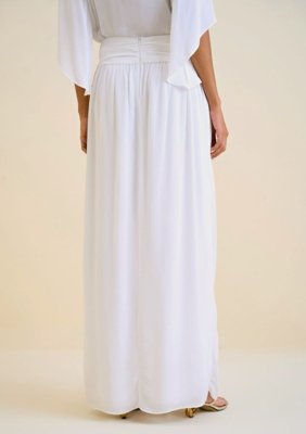 Saia Morena Rosa Longa Reta Com Fenda Off Off-white