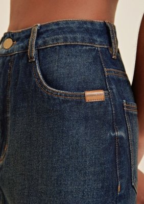 Saia Morena Rosa Midi Reta Com Bolso Relogio Jeans