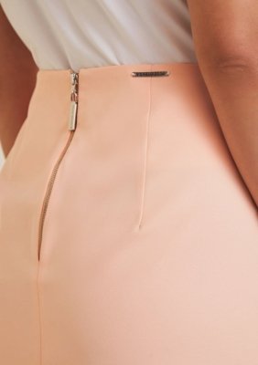 Saia Morena Rosa Mini Reta Com Zíper Rosa