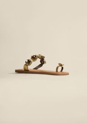 Sandália Rasteira Florada - Dourado