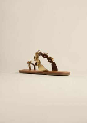 Sandália Rasteira Florada - Dourado