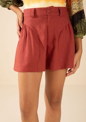 Shorts Morena Rosa Amplo Alta Bordô