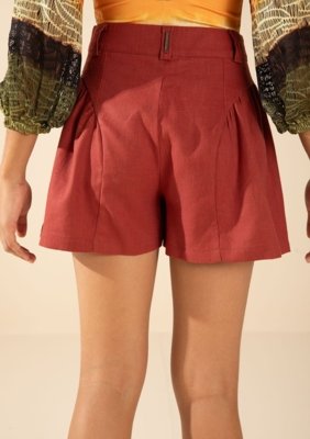 Shorts Morena Rosa Amplo Alta Bordô