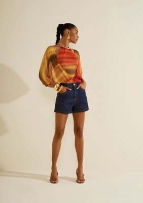 Shorts Morena Rosa Reto Alta - Azul