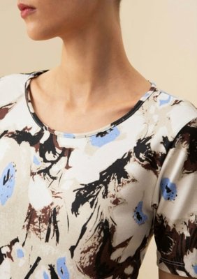 T-Shirt Morena Rosa Decote Redondo Estampada Azul