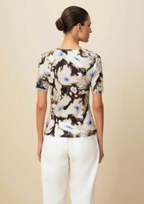 T-Shirt Morena Rosa Decote Redondo Estampada Azul