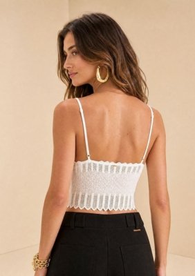 Top Morena Rosa Decote V Alça Fina - Off-white