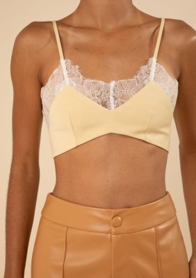 Top Morena Rosa Decote V Alça Fina Amarelo