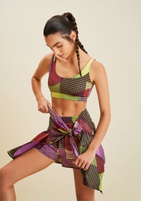 Top Morena Rosa Esportivo Alça Estampado Roxo