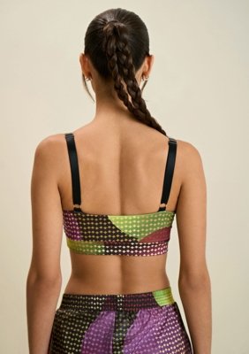 Top Morena Rosa Esportivo Alça Estampado Roxo