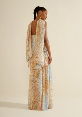 Vestido Longo Balonê Florescer - Azul