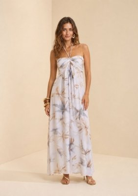 Vestido Longo Flora - Azul