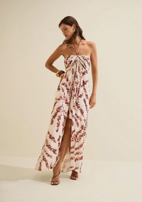 Vestido Longo Flora - Bege