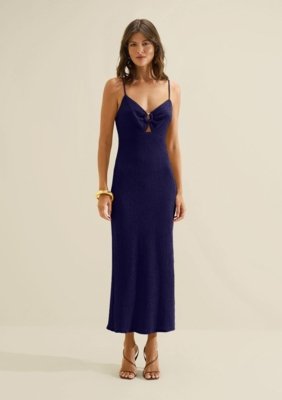 Vestido Midi Ajustado Favo - Azul