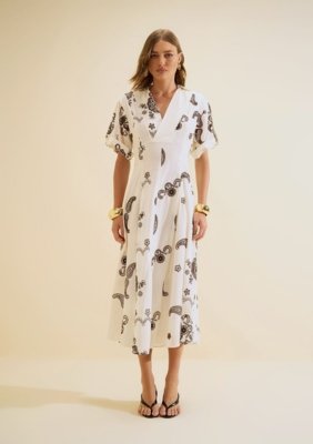 Vestido Midi Arabesca - Off-white
