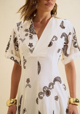 Vestido Midi Arabesca - Off-white