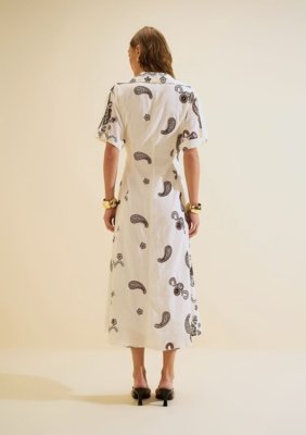 Vestido Midi Arabesca - Off-white