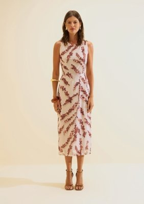Vestido Midi Flora - Bege