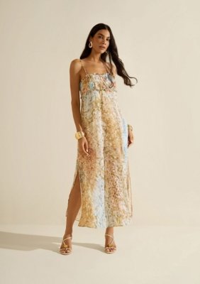 Vestido Midi Florescer - Azul
