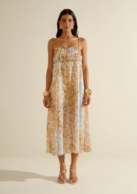Vestido Midi Florescer - Azul