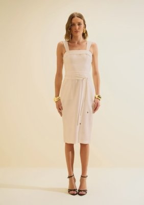 Vestido Midi Traço - Bege