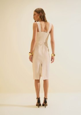 Vestido Midi Traço - Bege