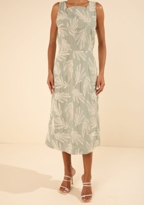 Vestido Morena Rosa Ajustado Decote Reto Com Alça Midi Verde
